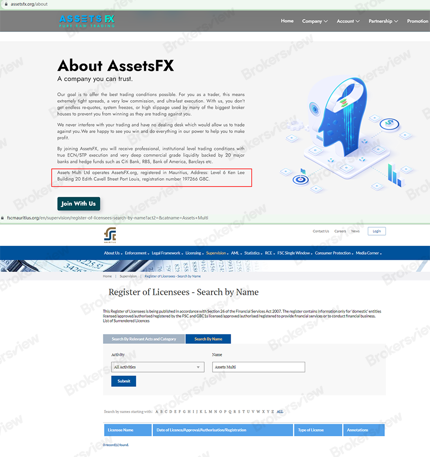 AssetsFX was not regulated by Mauritious FSC in 2023