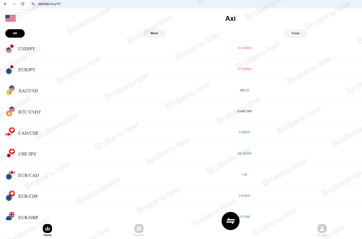 The website of fake Axi